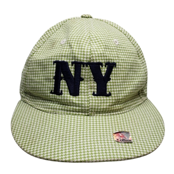 Legna Fitted Cap with NY Logo Green Houndstooth Pattern Size Medium 58cm - Picture 12 of 12